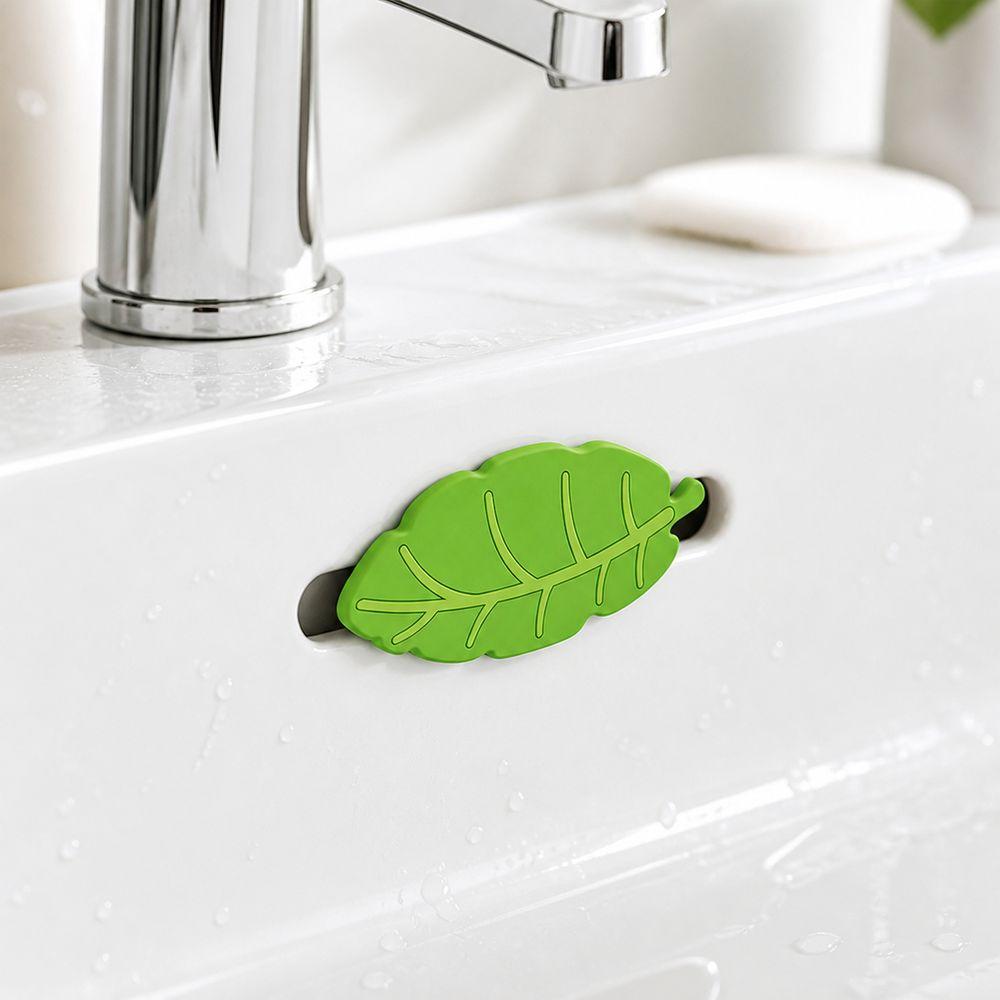 Leaf Shaped Washbasin Overflow Plug Green Leaves Overflow Hole Cover Bathroom Accessories