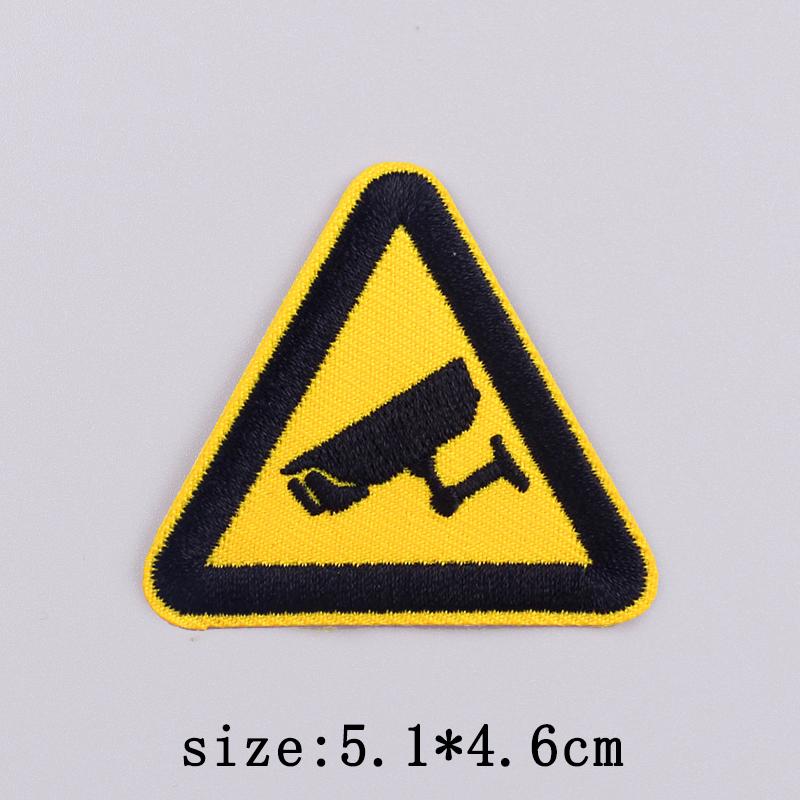 Warning Embroidery Patch Iron On Patches For Clothing Danger Prohibit Sign Embroidered Patches For Clothes Nuclear Marker Badges
