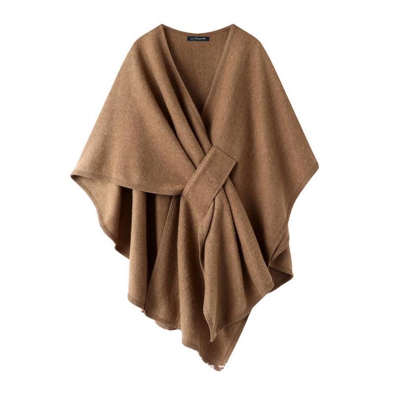 Элегантный женский oversized кейп-шаль Зимний легкий накидной плащ Однотонный Стильный драпированный верхний одежда