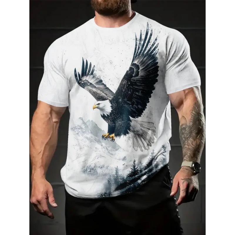 T-Shirts Oversize Eagle Graphic T-Shirt Summer Short Sleeve Tops Tees Oversized Fashion Animal Men T-Shirt Vintage Men's Clothes