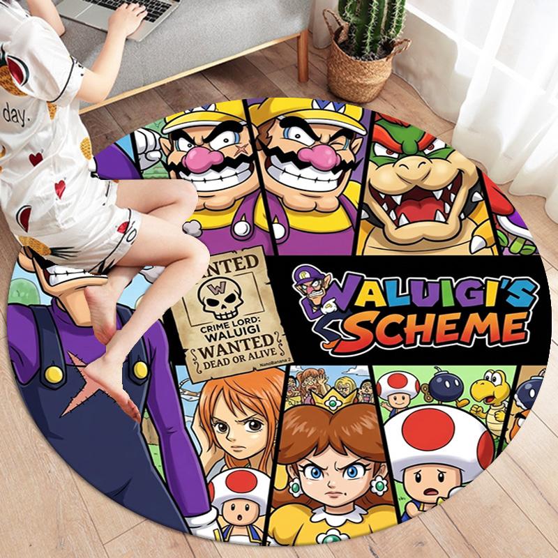 Super Mario Poster Round Area Rug Carpet Rug For Living Room Bedroom Sofa Playroom Decor Nonslip Floor Mat