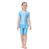 Girls Muslim Swimwears Split Two-piece Swimming Suit Short Sleeve Striped Kids Swimsuit