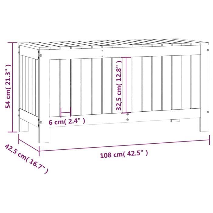 VidaXL Boîte de rangement de jardin 108x42,5x54 cm Bois massif de pin 823829