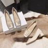 Women's Pumps Shoes2024 Spring and Autumn Season New Square Headed Middle Heel Casual Work Shoes Shallow Mouth Ladies High Heels