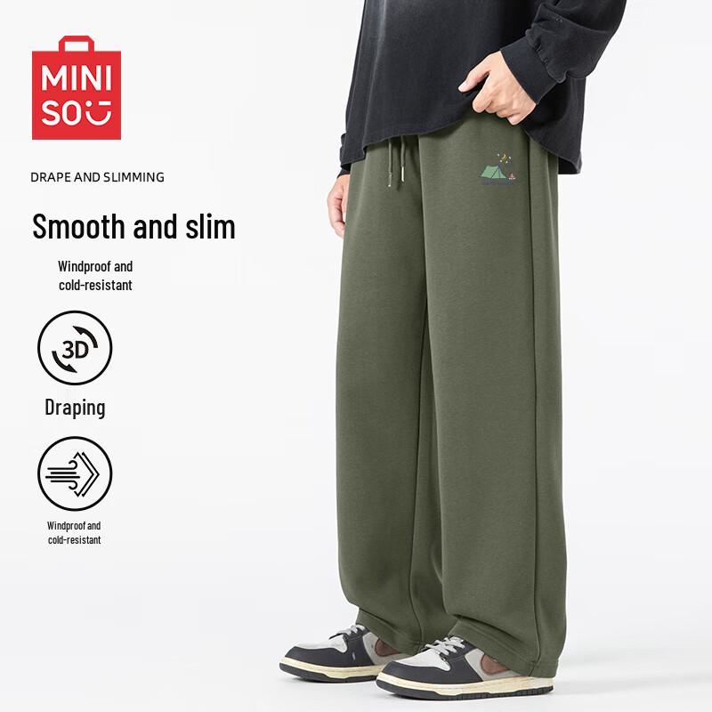 MINISO Мужские зимние флисовые спортивные штаны прямого кроя