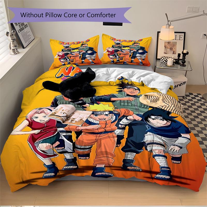 3pcs Naruto Design Quilt Cover Set - Soft and Cozy Bedroom, Guest Room and Dorm Decorative Bedding 3-Piece Set 1 Quilt Cover + 2 Pillow Shams.H06