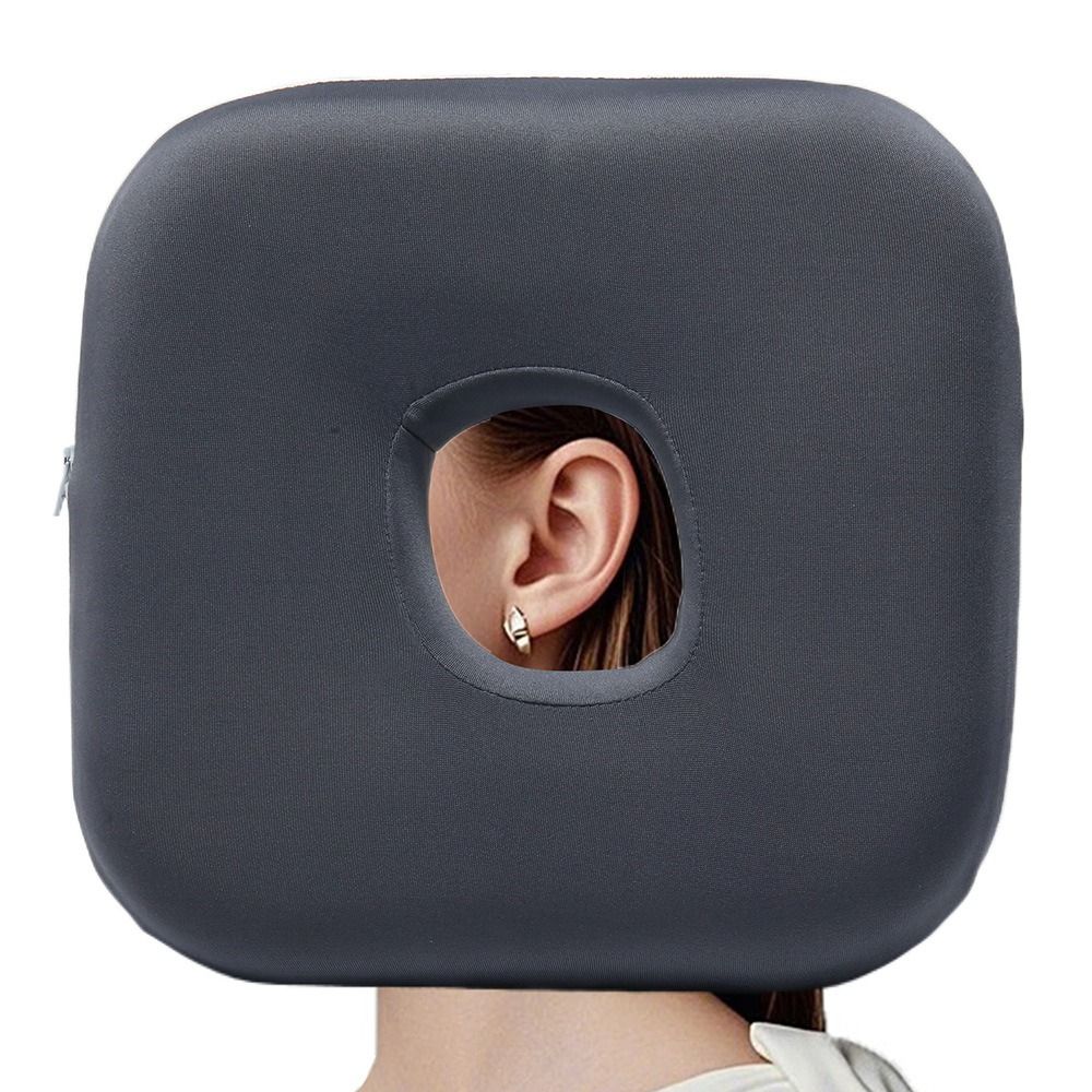Foam Ear Piercing Pillow Hollow Design Detachable Pillowcase Ear Hole Donut Pillow Slow Rebound Washable Side Sleeper Pillow