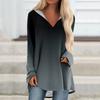 Women's V-neck Hooded Loose Long-sleeved Tops Casual Tops Home Leisure Pajamas Tops