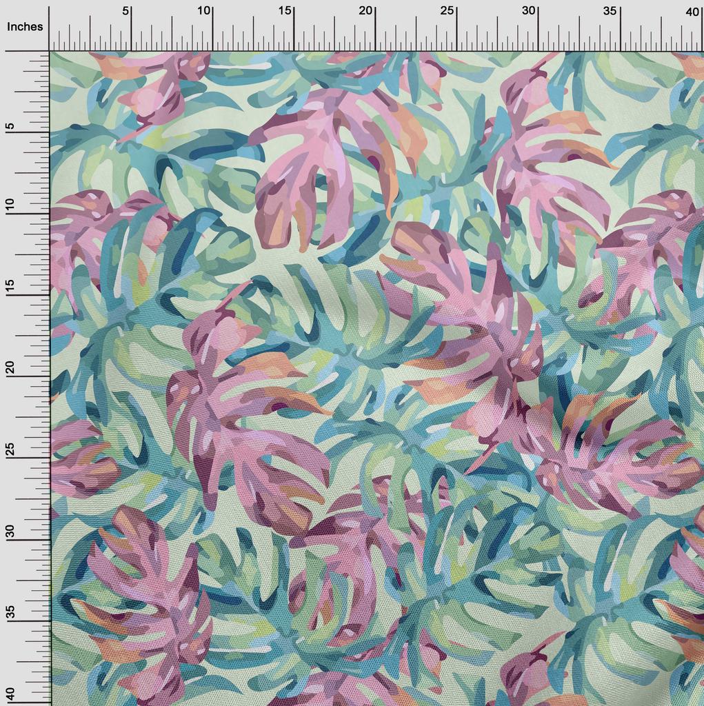 oneOone Хлопковая гибкая мятно-зеленая ткань, тропический пальмовый лист, одежда своими руками, стеганая ткань, ткань с принтом, 40 дюймов в ярдах