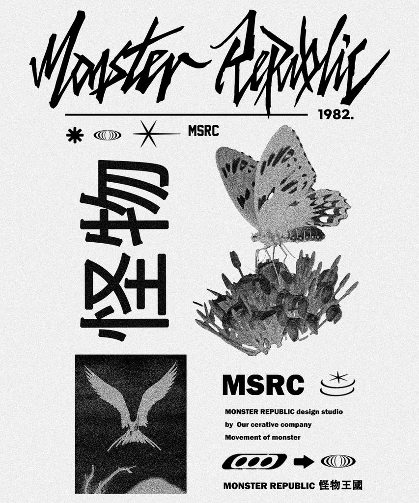 MONSTER REPUBLIC Футболка Fly Mix Черная Белая