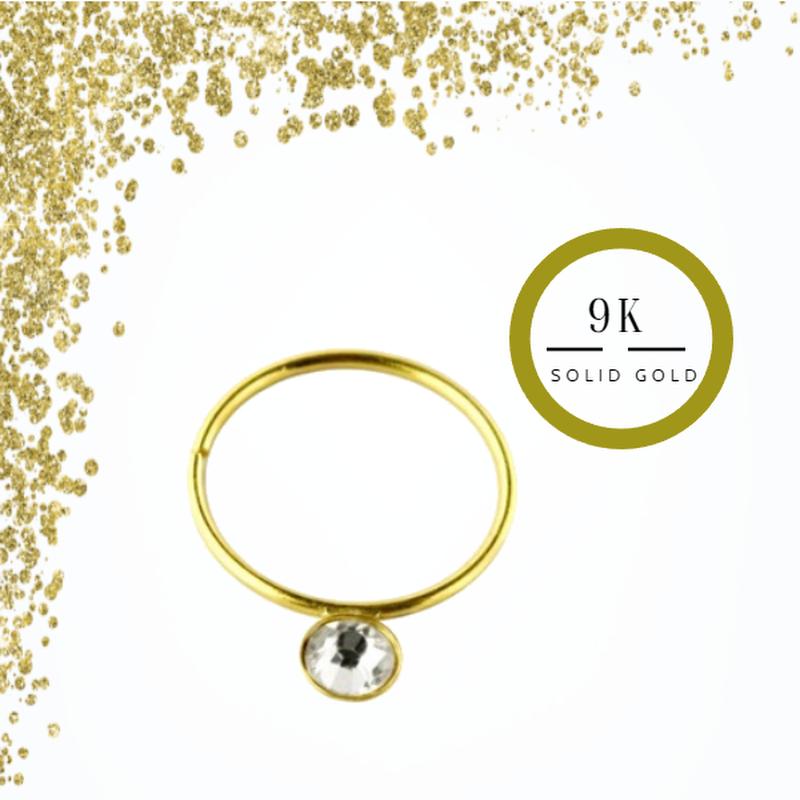 KODY PIERCING Пирсинг из 9-каратного золота, украшенный драгоценными камнями, бесшовное кольцо-обруч в носу - качественный пирсинг