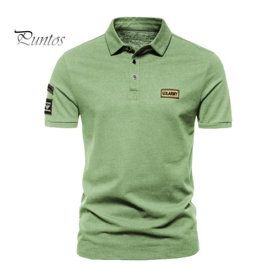 Летний мужской топ с отложным воротником и коротким рукавом, приталенный значок с буквенным принтом, лоскутная пуговица, сплошной цвет, повседневная, повседневная, официальная рубашка в деловом стиле