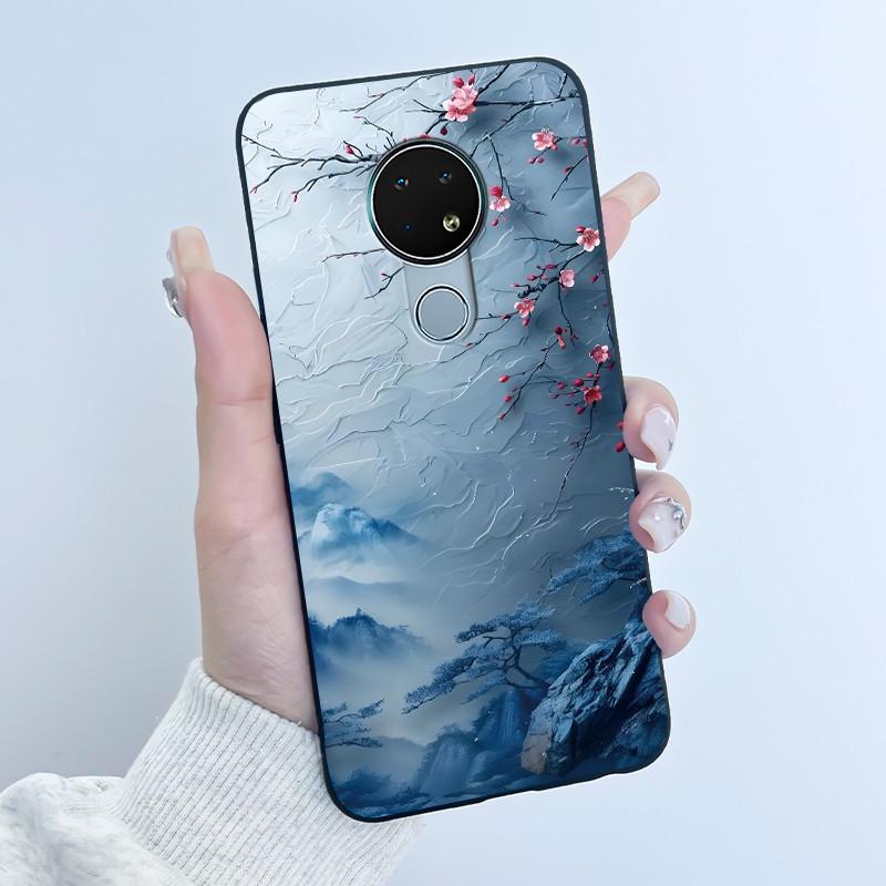 Милый Чехол Для Nokia 6.2 / Nokia 7.2 Fundas Capa Печатный Корпус Защитная Крышка Мягкий Силикон Мультяшный Черный Корпус Coque