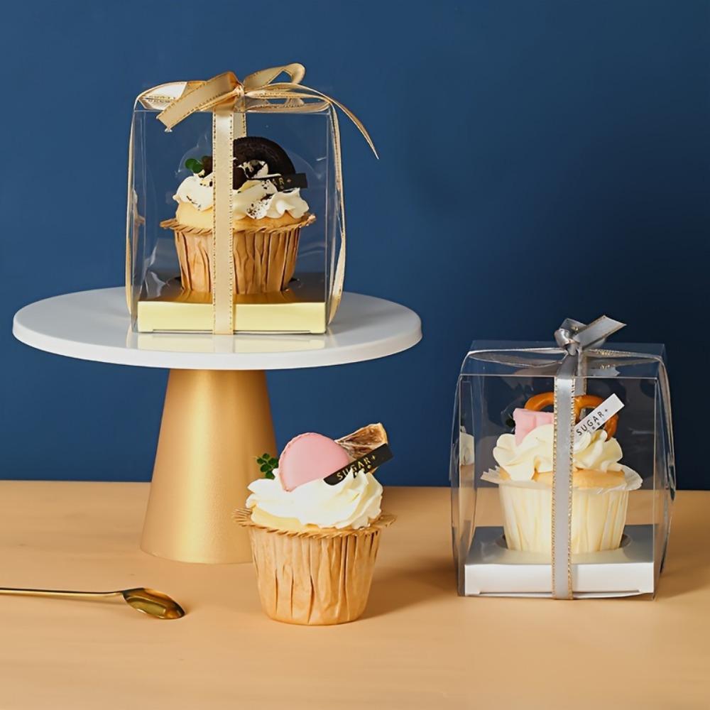 20pcs Clear Plastic Gift Packing Box Cake Boxes Bakery Boxes for Single Cupcake for Cake Chocolates Cookie Pie and More Pastries Birthday Party Favor