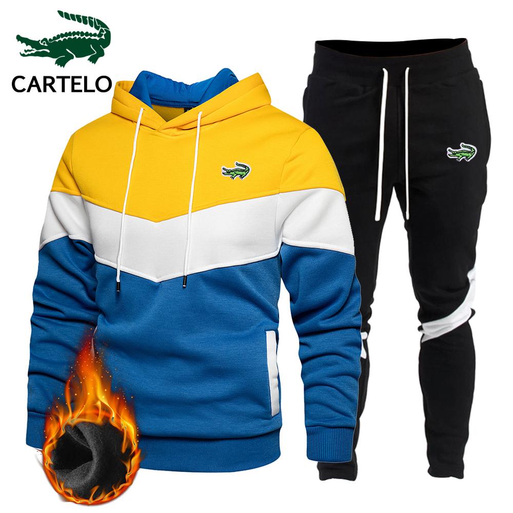 CARTELO Вышивка Осень/Зима, новый комплект из двух предметов с капюшоном и брюками, мужская спортивная одежда в тон