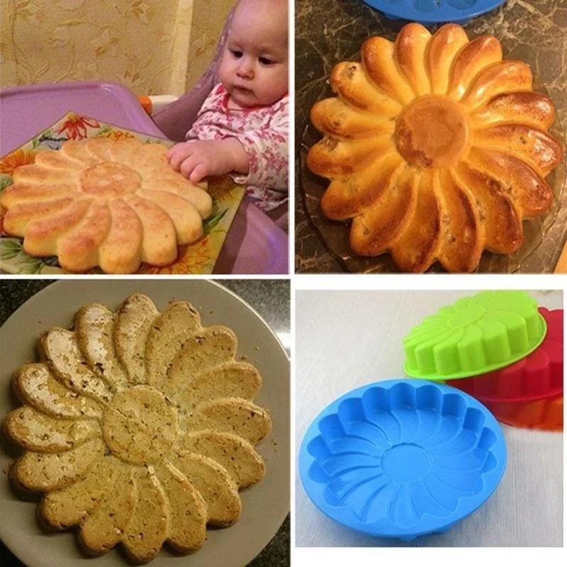 Силиконовые большие формы для торта, подсолнух, форма для выпечки, инструменты для выпечки, 3D-форма, противень, поднос, сделай сам, день рождения, свадьба, вечеринка, принадлежности, цвет случайный