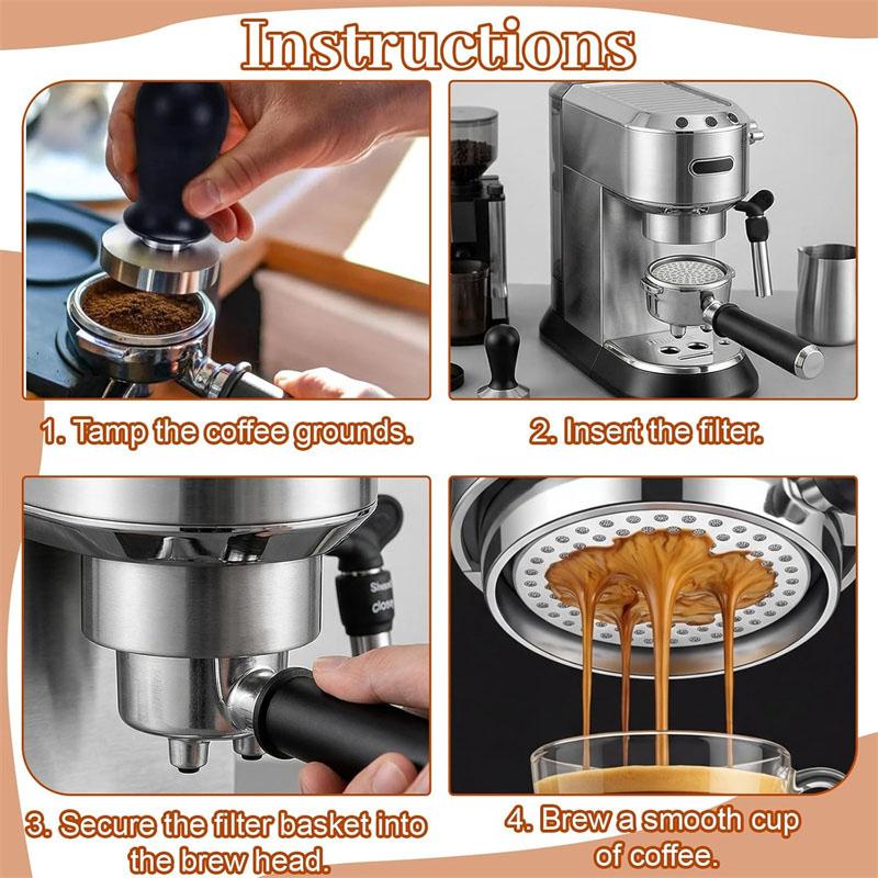 Magnetized Espresso Puck Screen and Magnet Kit 51/53/58mm Double Layer Espresso Coffee Mesh Filter Screens with Magnetic Pin 3