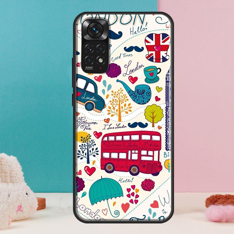 Лондонский Автобус Англия Биг Бен Чехол Для Xiaomi Redmi Note 14 13 Pro 12 11 9 10 9S 10S 11S 12S Redmi 14C 13C 10C 12C Обложка