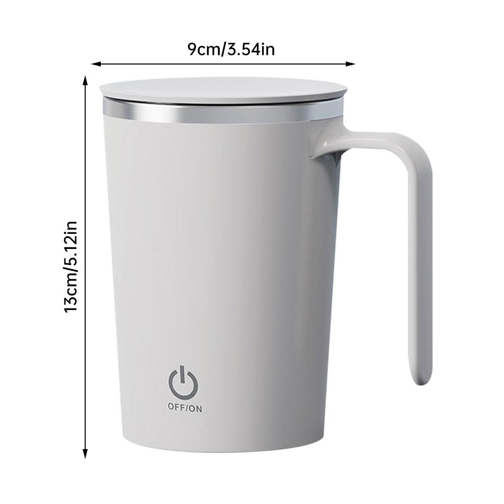 Electric Mixing Cup Stainless Steel Stirring Coffee Cup w/Handle Portable Water Cup Insulated Tumbler Heat-resistant Mug
