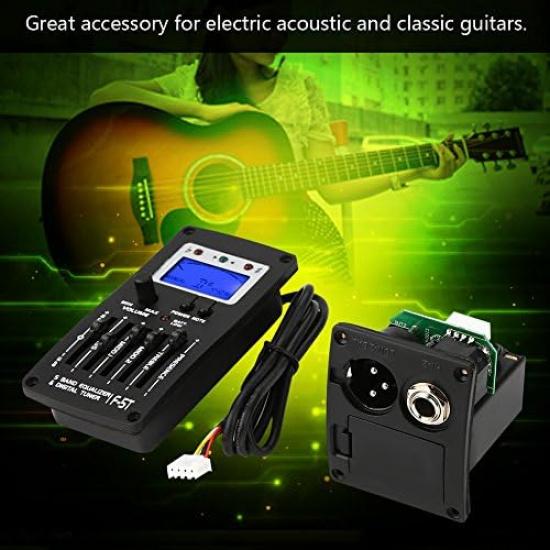 Guitar Pick Up F-5T 5Band Equalizer, Preamp Amplifier Tuner Digital Tuner Pickup for Electric Acoustic Classic Guitar for Electric Acoustic and