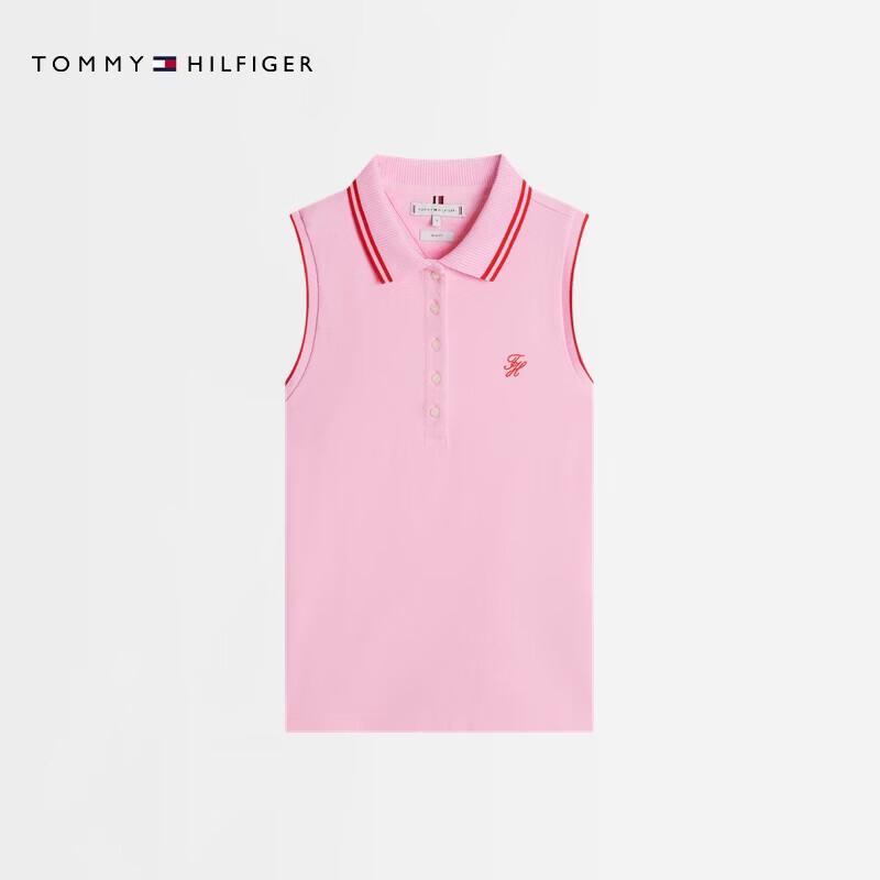 Tommy Hilfiger Женский приталенный топ-поло без рукавов с вышивкой