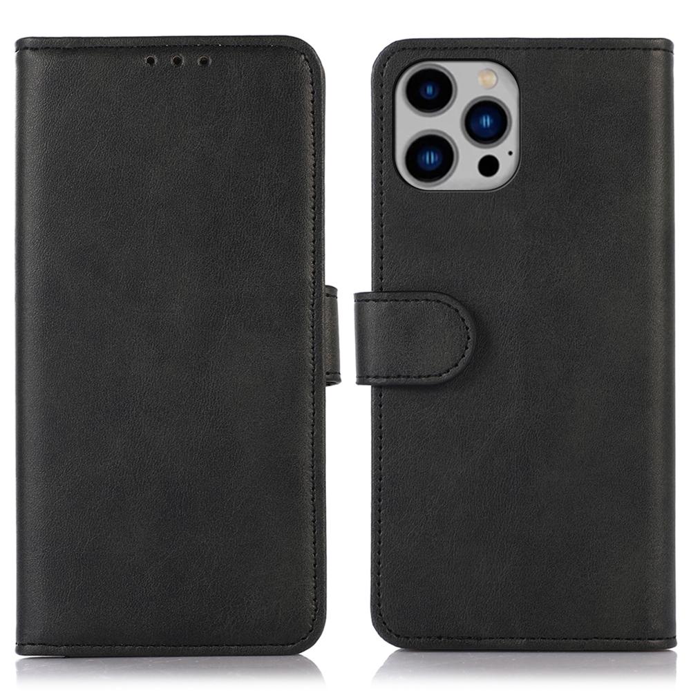 For iPhone 16 Pro Case Cowhide Texture Leather Wallet Phone Leather Cover