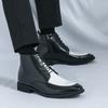 Fashion Black and White High Top Leather Shoes Fashionable and Trendy Men's Style Outdoor Business Party Evening Party Office Shoes New