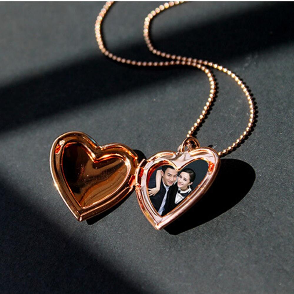 Fashion Lover Chain Jewelry Heart Shaped Pendant Photo Picture Locket Necklace