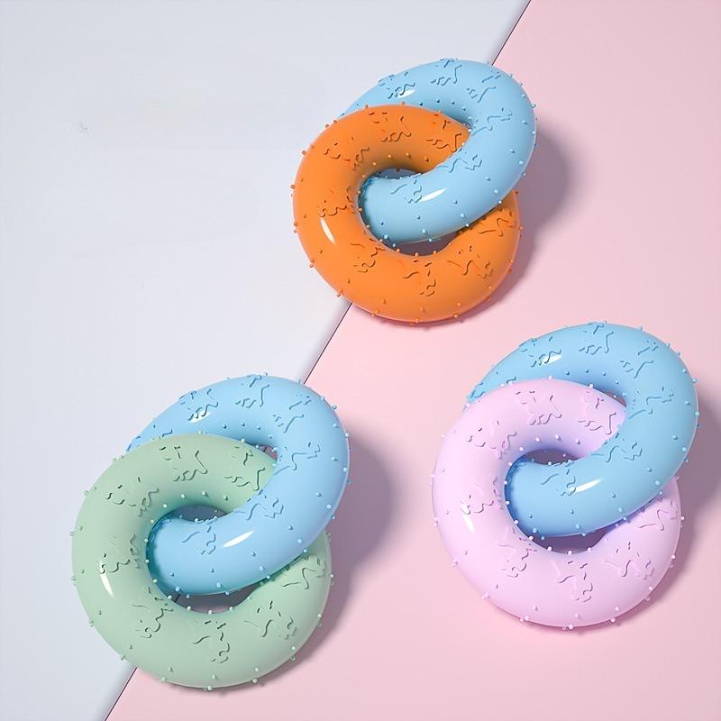 Игрушки для жевания для собак для чистки зубов Розовая мягкая резиновая кость Забавный мяч Интерактивный бублик Лакомство для маленьких и средних собак Подарки для питомцев