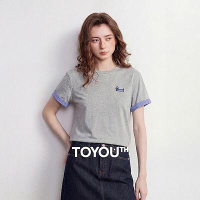 Женская футболка Chuyu из чистого хлопка с аппликацией щенка