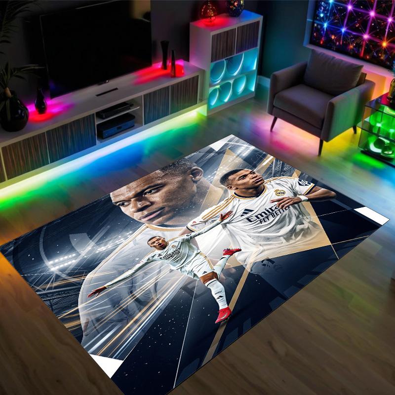 Kylian Mbappe Design Crystal Velvet Carpet Cozy Non?Slip Printed Rug For Bedroom Living Room Entrance