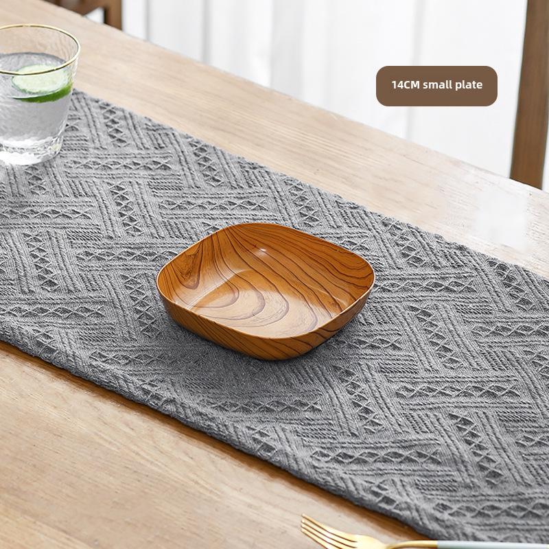 Китайский квадратный поднос для закусок с рисунком под дерево из меламина