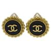 CHANEL COCO Mark Earring vintage black Plated Gold 28.5g Women Used