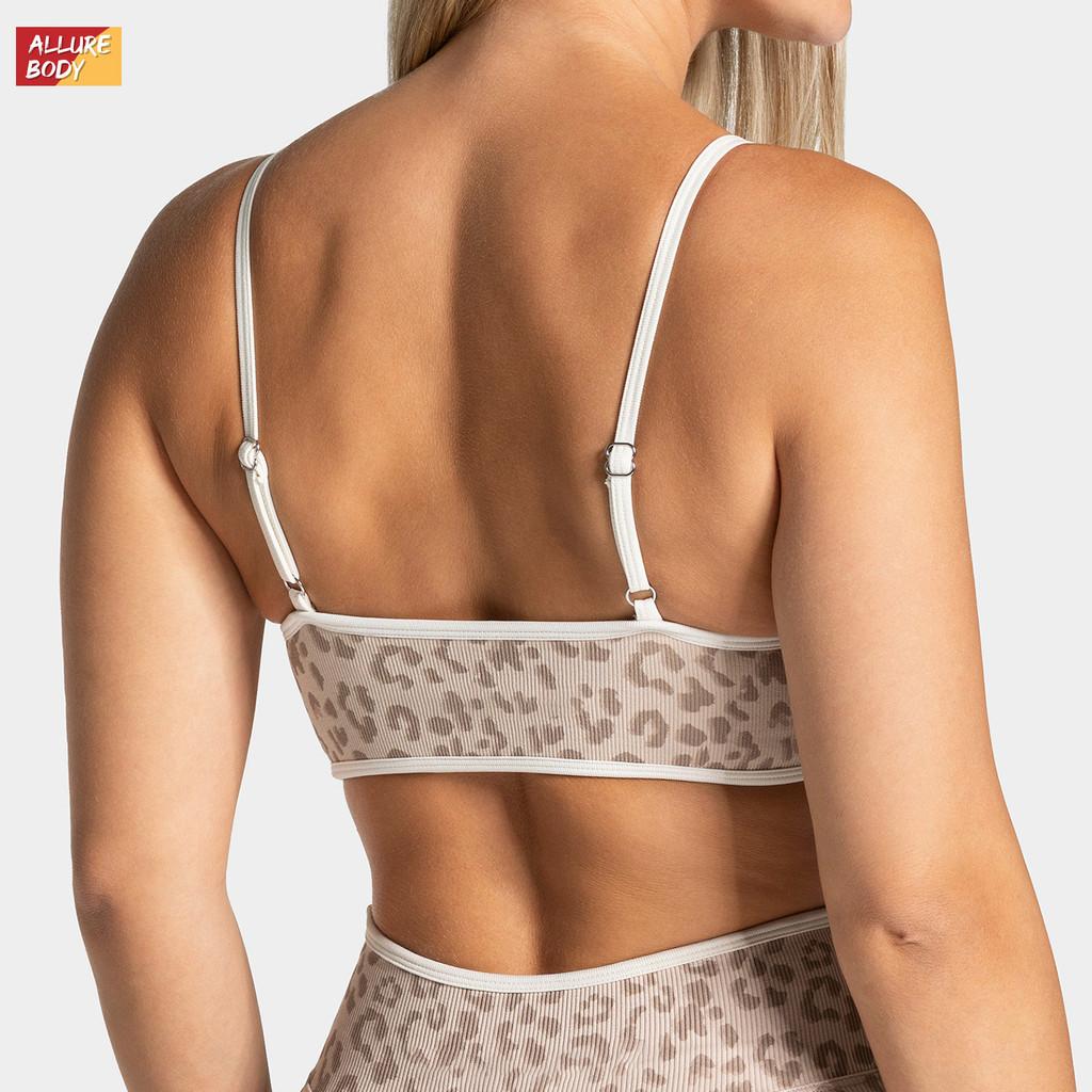 Youth Women Yoga Bra With Leopard Print And Color Block Edge For Fitness And Outdoor Sports