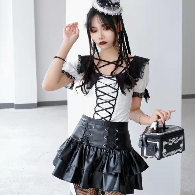 Трендовая черная готическая панк-сумка кроссбоди с молнией, съемным ремешком-цепочкой, полиуретановые сумки через плечо для женщин для вечеринок и дерзкой моды