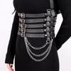Женский панк-рок боди-пояс-шлейка с цепью - Регулируемый пояс-корсет из искусственной кожи для готического наряда