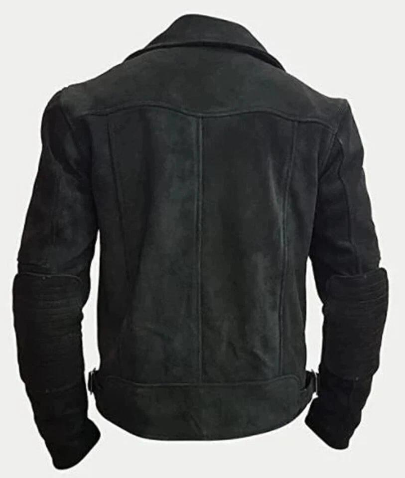 Men's Black Stylish Suede Fashion Motorcycle Jacket Genuine Lambskin Wear Bike Handmade