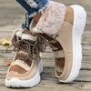 Новые зимние хлопковые сапоги для женщин, модные, с круглым носком, на толстой подошве, подходящие по цвету, на шнуровке, с мягкой подошвой, нескользящие, для снега