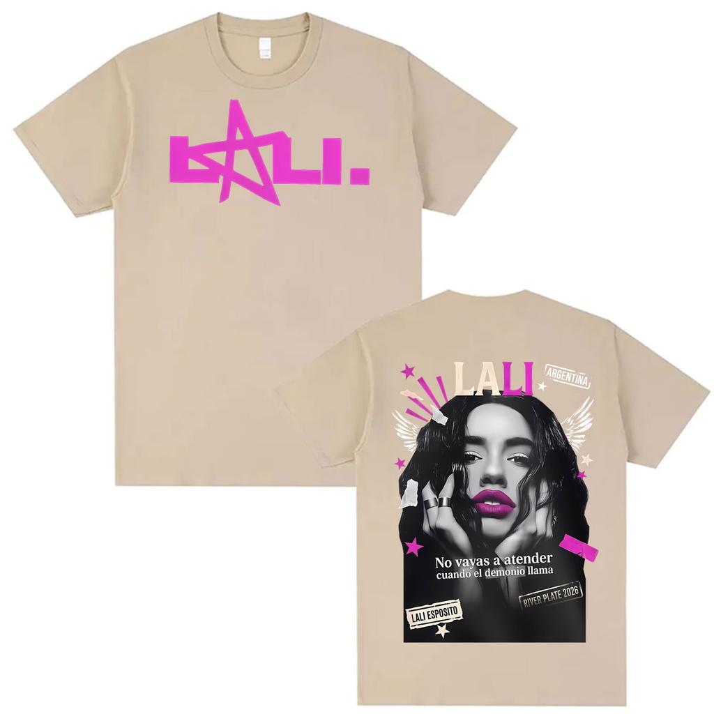 Singer Lali Esposito LA QUE LE GANA AL TIEMPO 2026 Tour Print T Shirt Unisex Women Hip Hop Punk T Shirts Casual 100 Cotton T Shirt