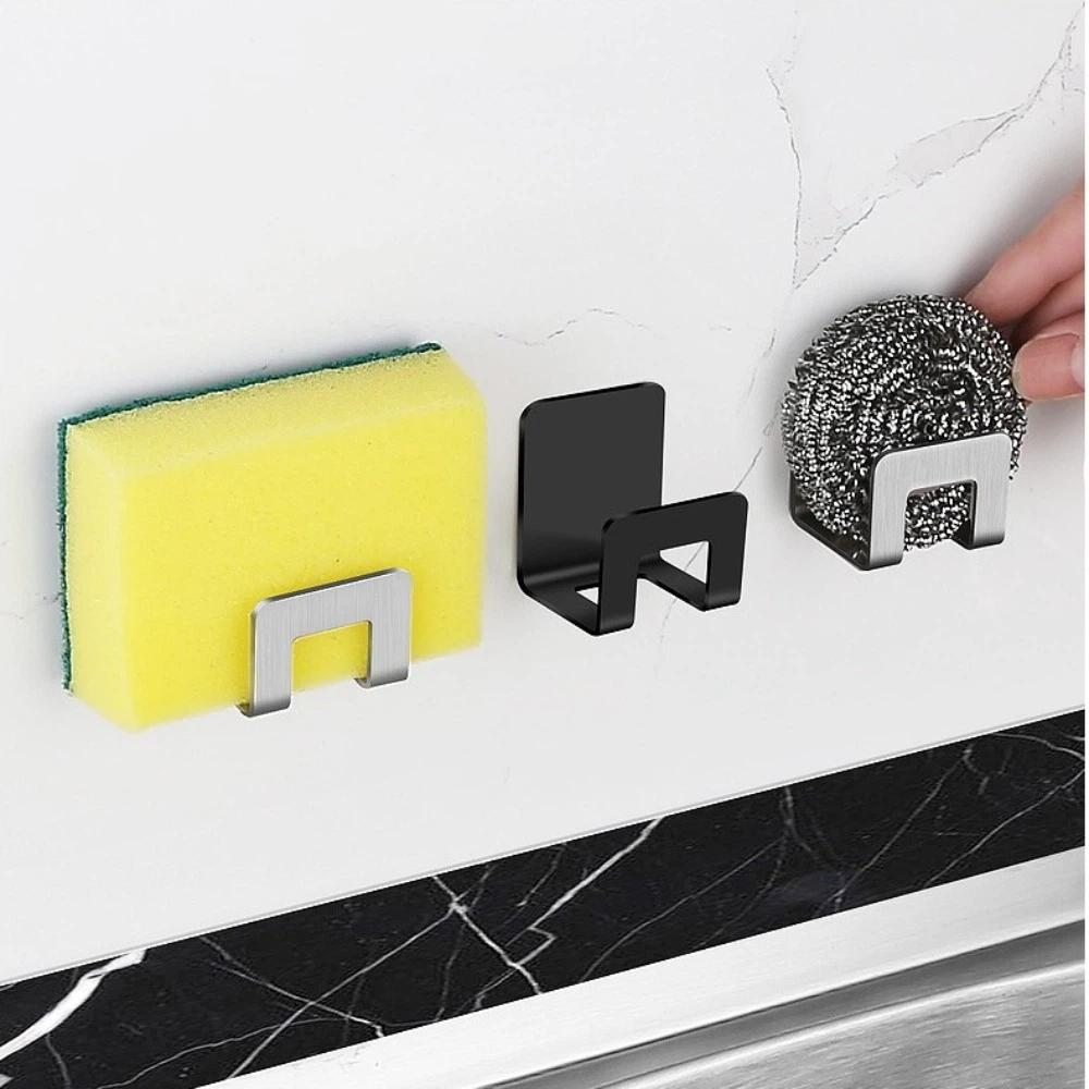 2pcs Metal Sponge Storage Holder Self Adhesive Sink Storage Holder Drain Drying Rack Kitchen Use
