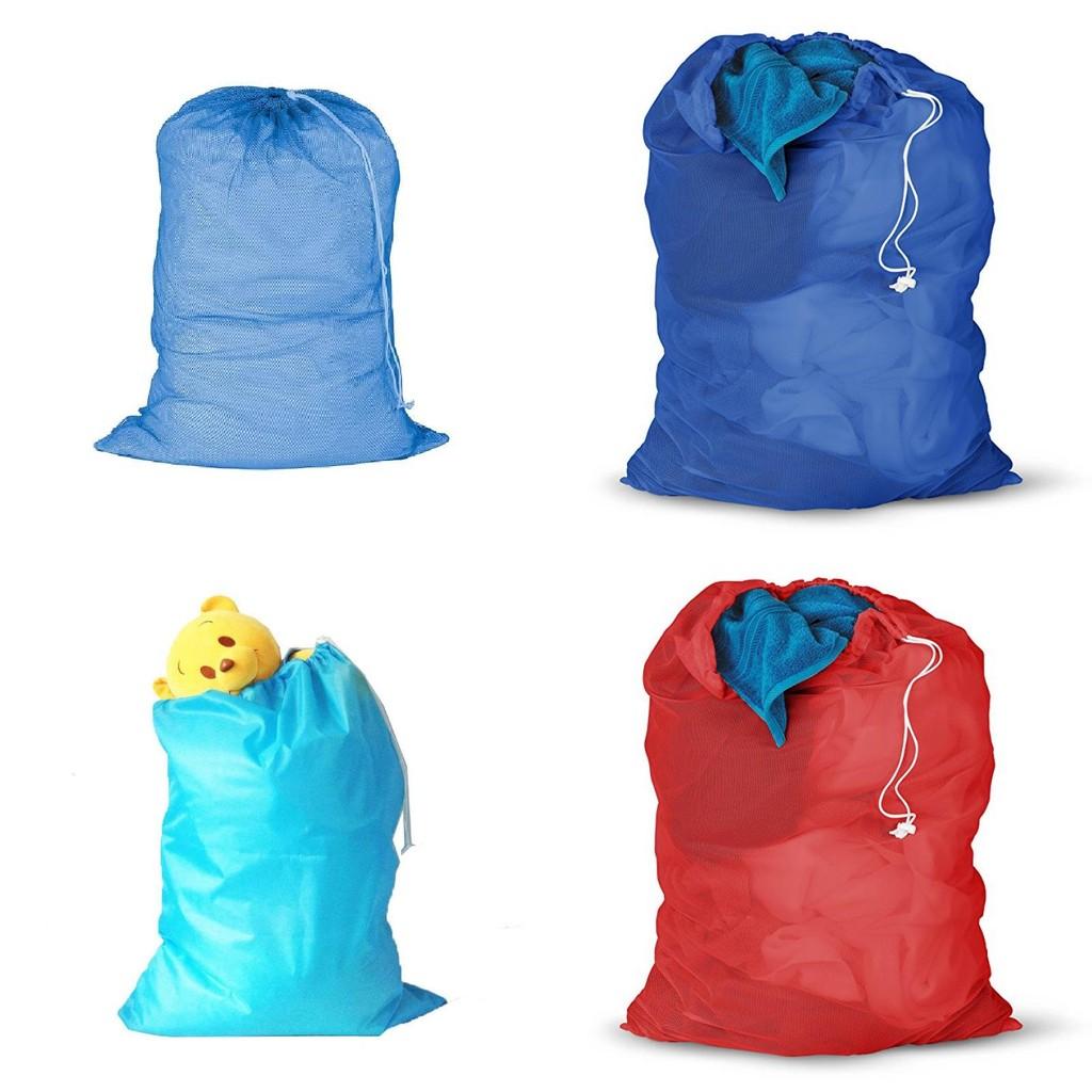 Прочная синяя нейлоновая сумка для белья с завязкой Прямоугольная форма