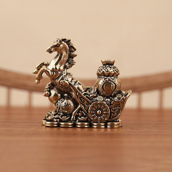 Статуэтка Лошади Фэн-шуй 2026 Год Лошади Настольные Латунные Украшения Китайский Новый Год Благословение Сувенир Скульптура Зодиакального Животного для Фестиваля Домашний Декор
