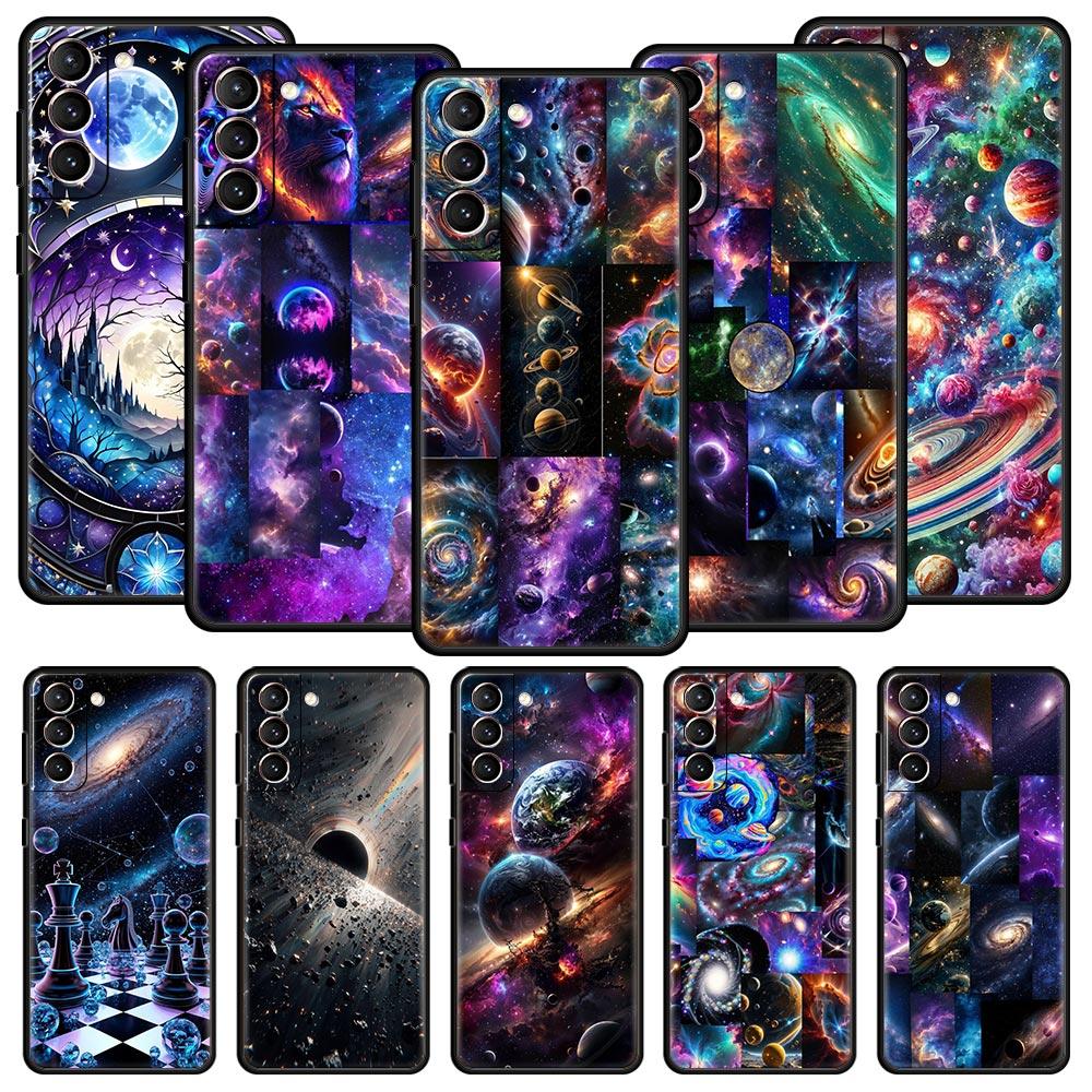 Universe Starry Sky Moon Phone Case Cover for Samsung Galaxy S25 S24 S23 S22 S20 S21 FE Ultra S25Edge S10 Plus 5G Soft TPU Shell