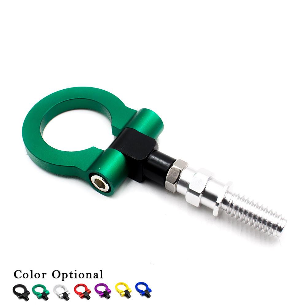 Car Style Racing Tow Trailer Hooks for European Front and Rear Towing Bars, Billet Aluminum - Black, Red, Gold, Green, Blue