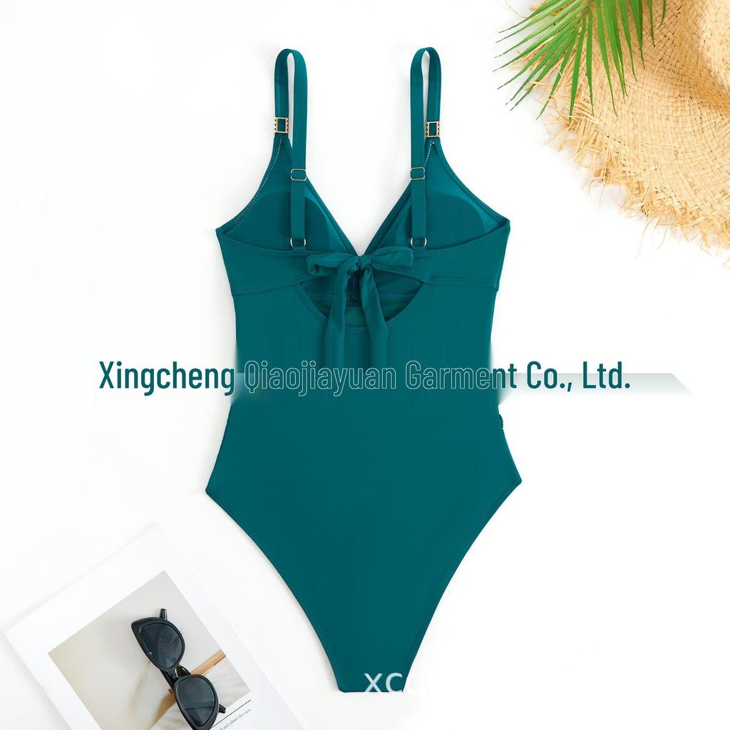 2025 Европейско-американский женский слитный купальник бикини из однотонной сетки