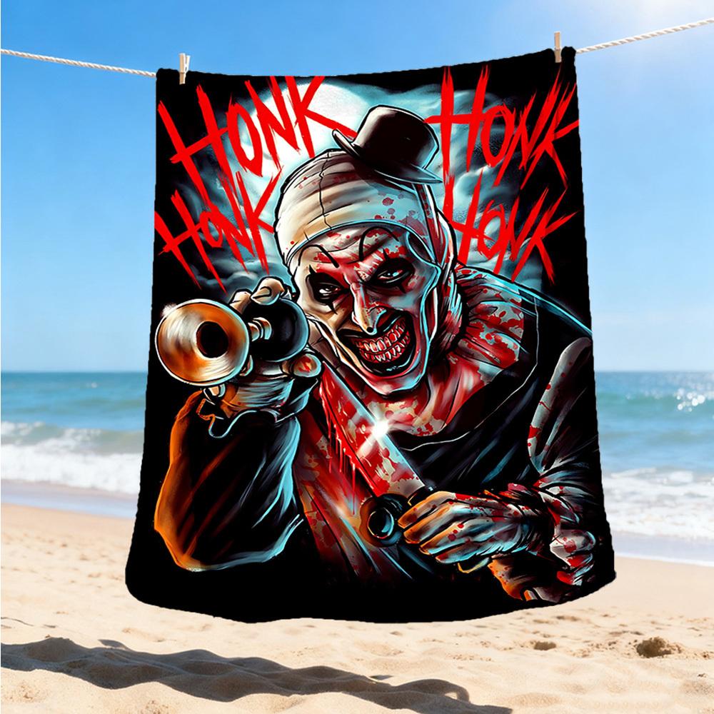 1pc Horror Clown Outdoor Flannel Blanket, Lightweight Warm Cozy for Travel Camping Office Soft Polyester Fabric