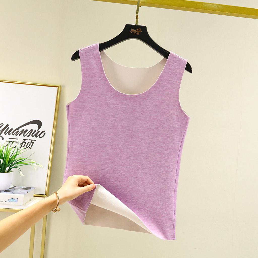 Thermal Vest for Women Sleeveless Sexy Winter Inner Wear Crew Neck Warm Underwear Female Undershirt Seamless Solid Body Top Slim