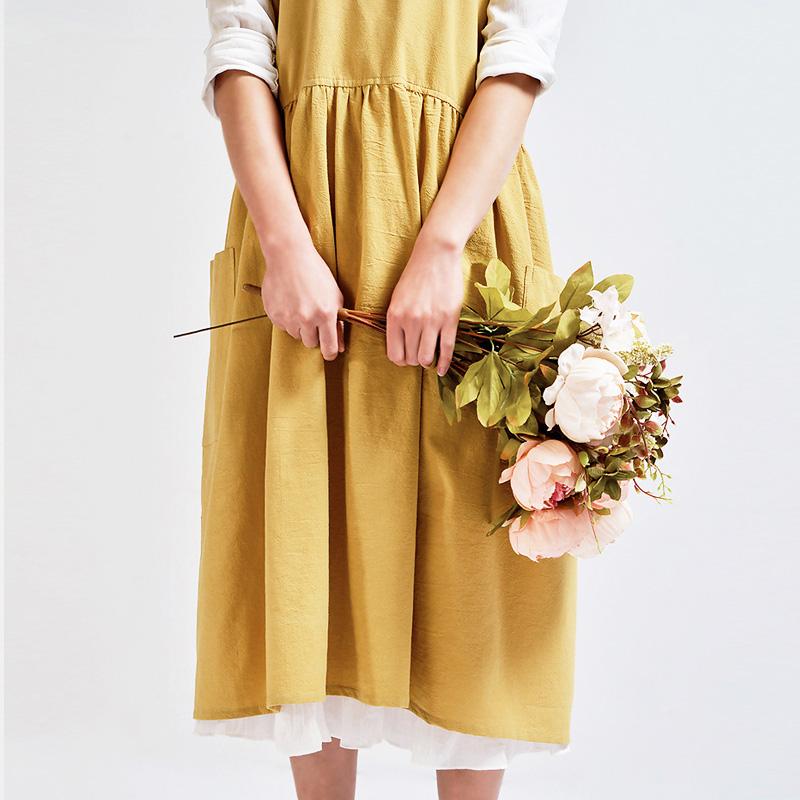 Женские хлопковые и льняные японские фартуки для домашней работы, платье для выпечки, фартуки без рукавов, ресторан, цветочный магазин, фартук для домашней кулинарии