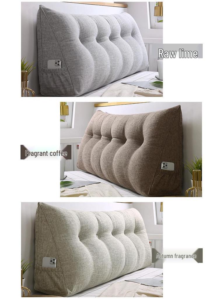 Длинная треугольная поясничная подушка из хлопка и льна - Подушка для изголовья кровати