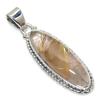 Подвеска из стерлингового серебра 925 пробы с натуральным золотым рутилом 2 дюйма T3z06